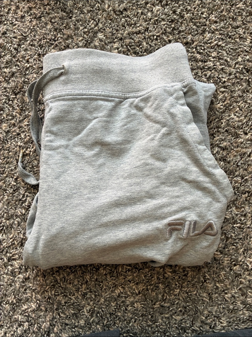 Fila Women's Light Gray Track Joggers with Embroidered Logo